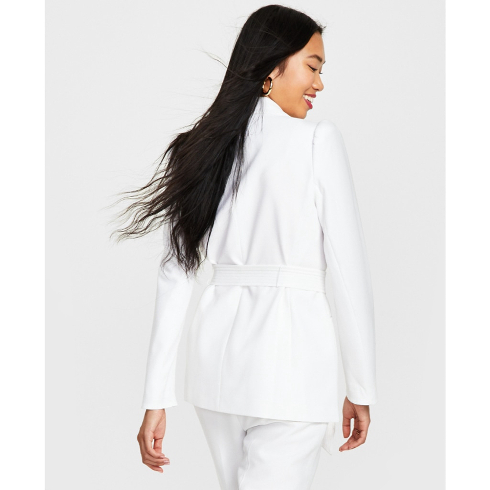 Bar III Women's XXL White Textured Belted Tie-Waist Lined Jacket NWT - Picture 3 of 6